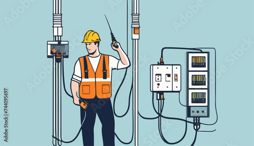 Hombre trabajando en instalación eléctrica