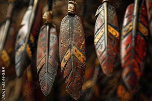 Detailed craftsmanship of Red Indian arrowheads a close up on ancient weaponry and art