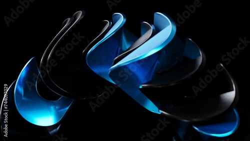 Abstract 3d render, colored glass background design, modern illustration