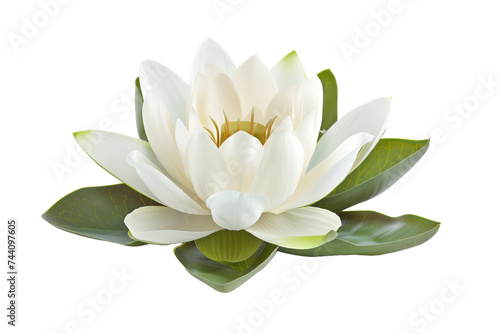 Fototapeta Naklejka Na Ścianę i Meble -  White Lotus Flower Isolated on White Background - Elegant Floral Stock Image
