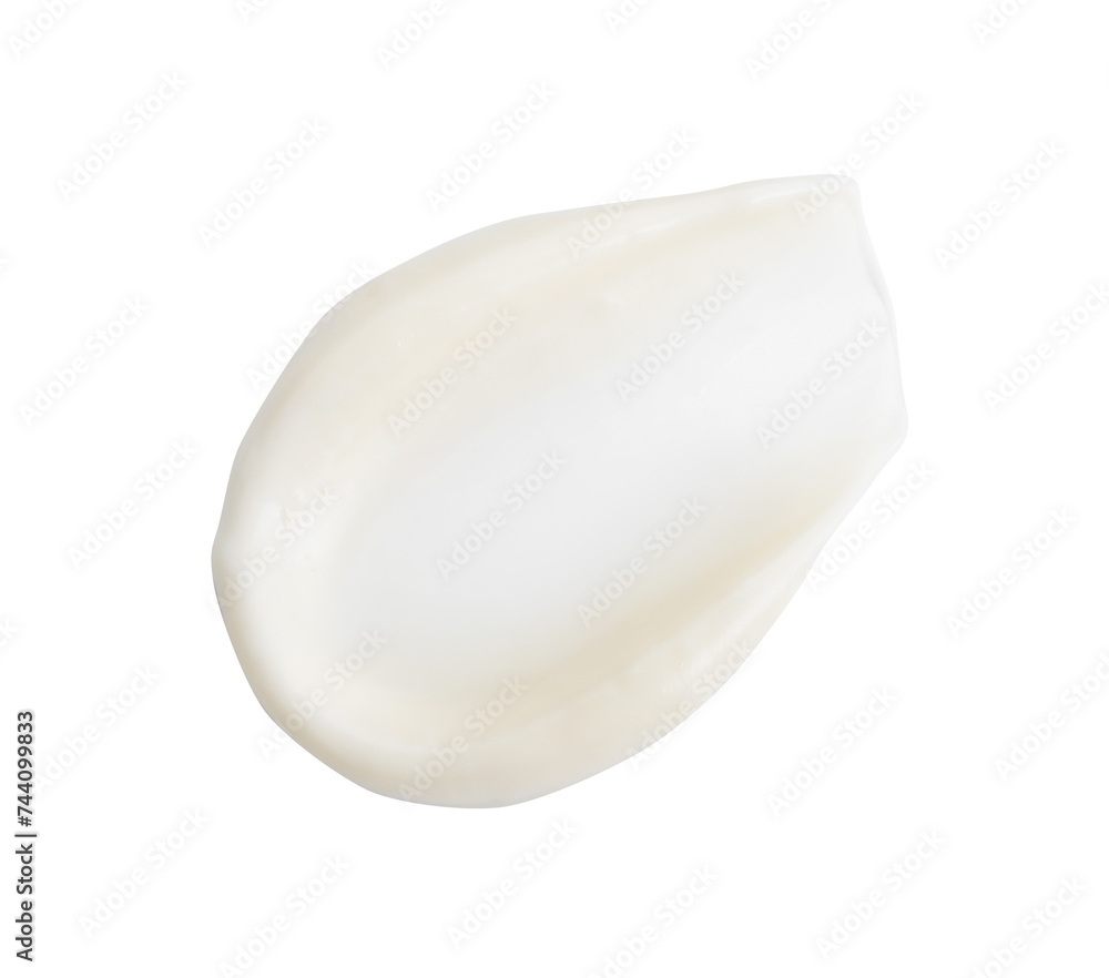 Tasty fresh mayonnaise sauce isolated on white, top view Tasty fresh mayonnaise sauce isolated on white, top view