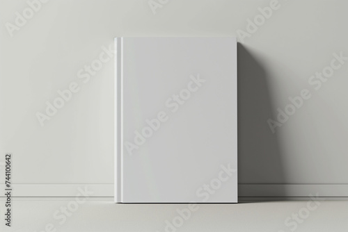mockup of a blank cover white book on a grey background