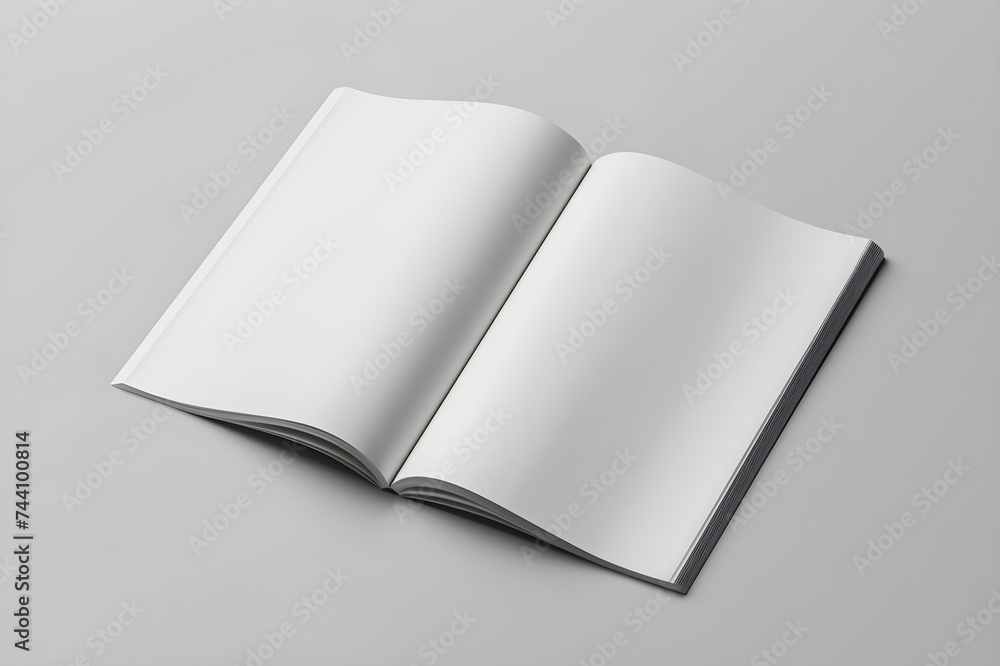 mockup of a open book with blank pages on a grey background mockup of a open book with blank pages on a grey background