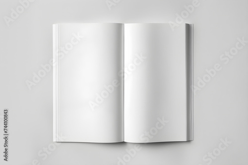 mockup of a open book with blank pages on a white background