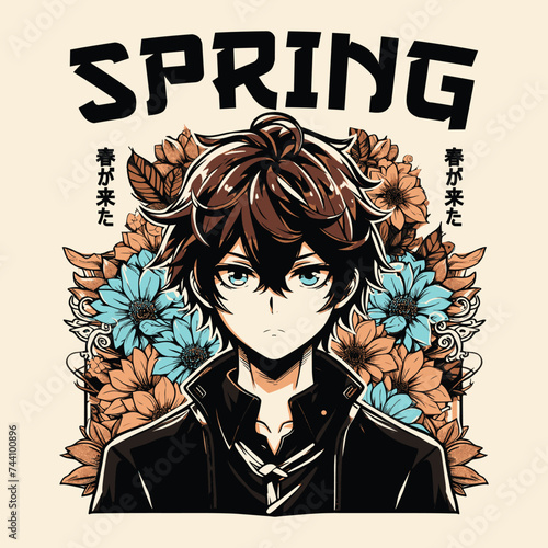 anime tshirt design school japan vector	