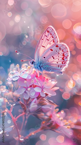 Beautiful butterfly on a flower against bokeh background © MKhalid