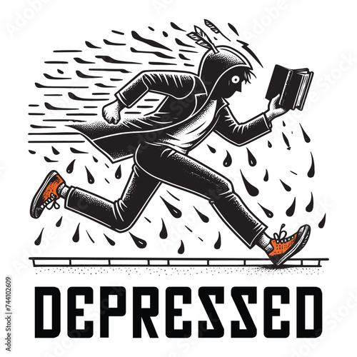 depressive anti social sadness depression tshirt design vector banner