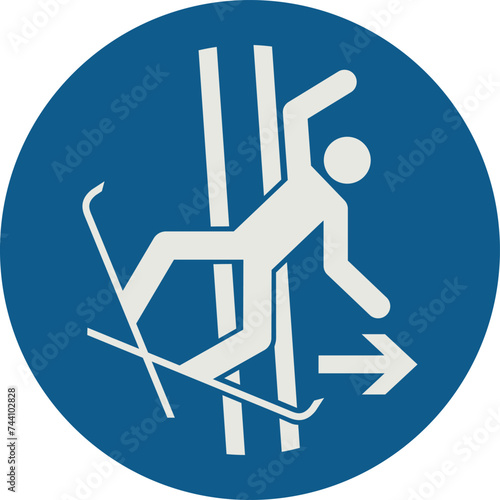 OBLIGATION SIGN PICTOGRAM, EXIT TOWPATH AFTER FALLING ISO 7010 – M035, VECTOR
