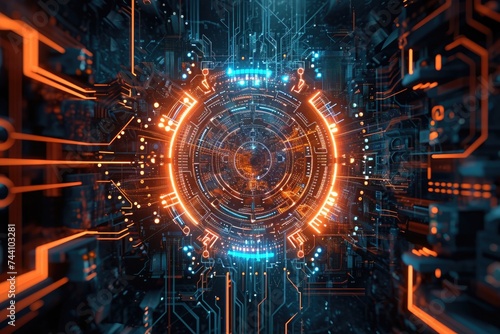 A vibrant and dynamic abstract background featuring futuristic designs and illuminated lights that create a mesmerizing visual effect, Quantum computer technology abstract image, AI Generated