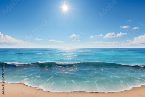 sea and beach with sun 