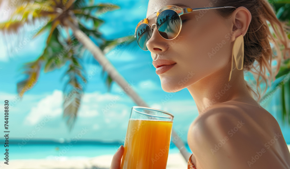 woman in sunglasses on the beach woman in sunglasses on the beach