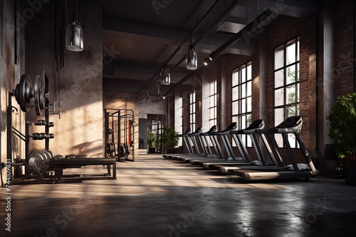 Fitness center and Gym interior and free space for your decoration for background