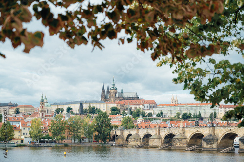 Prague Czech Republic, panorama city skyline at Charles Bridge 