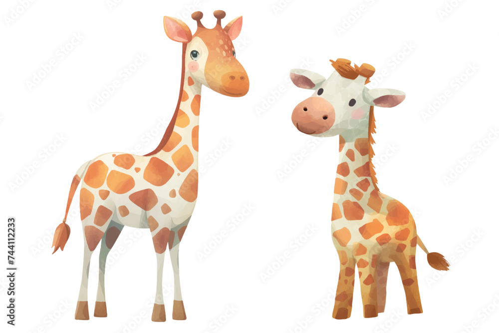 Obraz premium cute giraffe watercolour vector illustration