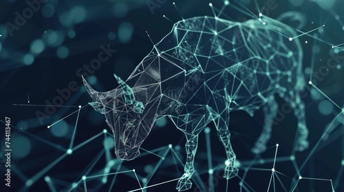 Stock market. Bull market forex trading. Geometric line low poly wireframe. generative AI photo