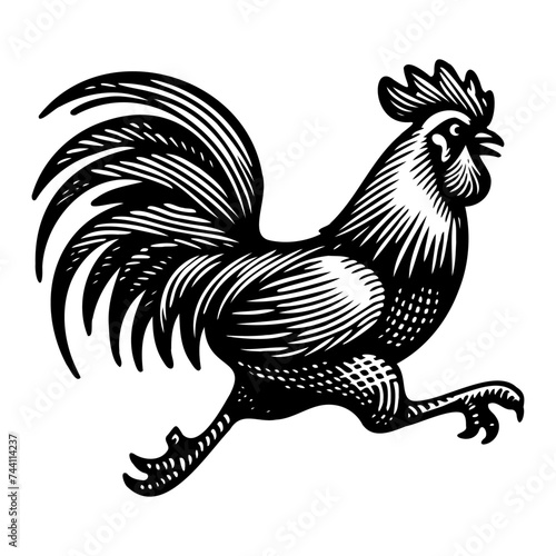 funny running rooster sketch