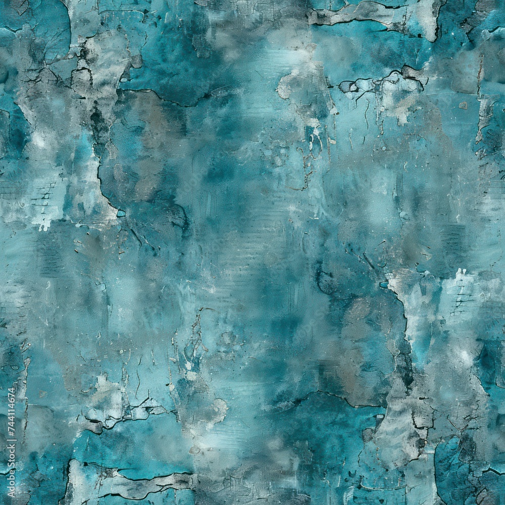 Seamless abstract turquoise vintage dirty texture pattern background