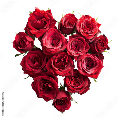 Red Roses Heart Isolated on Transparent or White Background  PNG