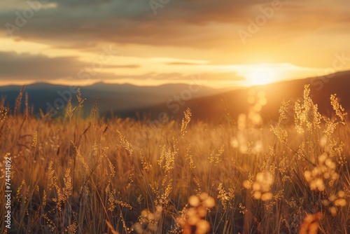 Golden hour beauty in the serene mountain meadow