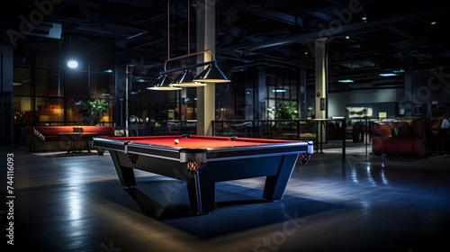A sleek and modern pool hall