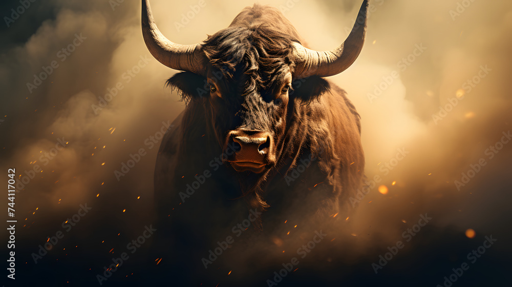 a bull looking directly into the camera