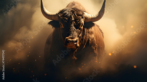 a bull looking directly into the camera