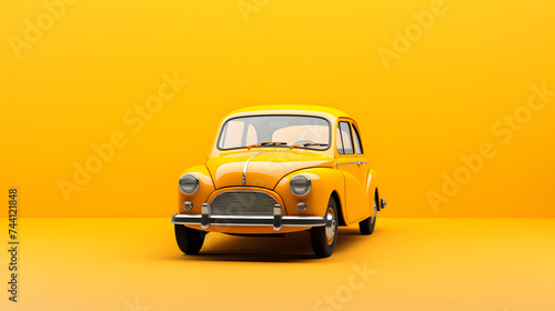 old yellow car isolated on yellow background © Oleksandr