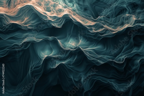 Abstract blue background with wavy lines, 3d rendering computer generated image