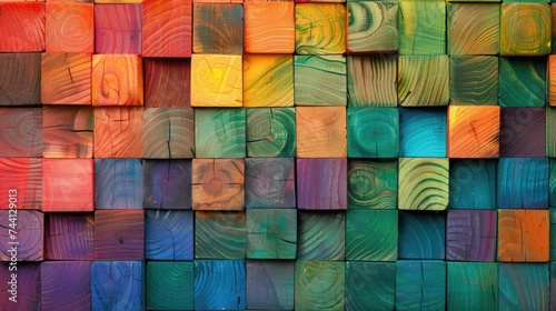 colorful background of wooden blocks
