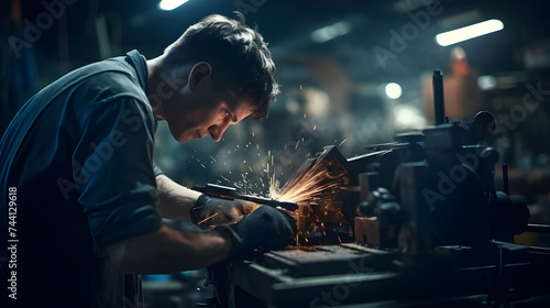 Welder working in the factory.