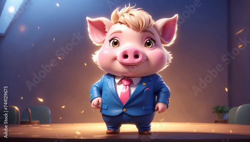 A pig as a politician in the spotlight photo