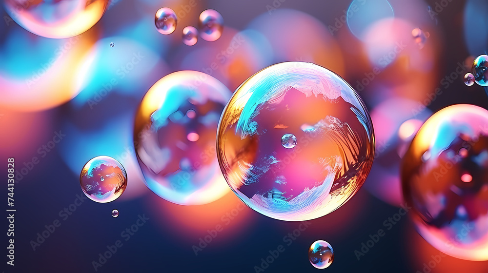 Massive soap bubbles float in the air, creating a mesmerizing dynamic scene Massive soap bubbles float in the air, creating a mesmerizing dynamic scene