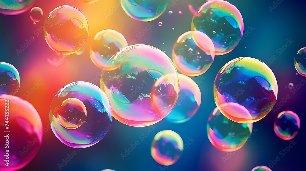 Massive soap bubbles float in the air, creating a mesmerizing dynamic scene Massive soap bubbles float in the air, creating a mesmerizing dynamic scene