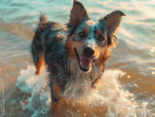 dog in water, generative ai image