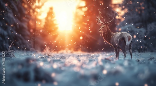 deer in the forest. in a nice landscape created by ai