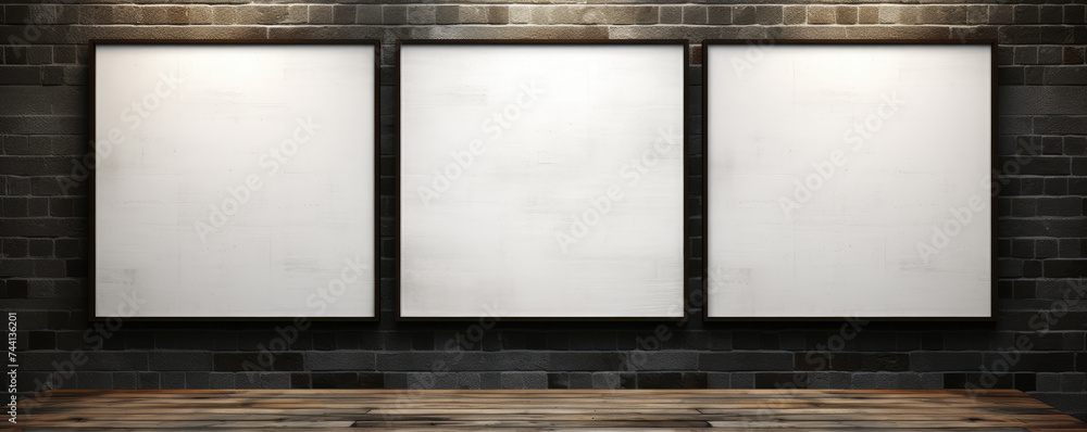 White boards on abstract wall. corporate identity image. Creative blank boards bacground.