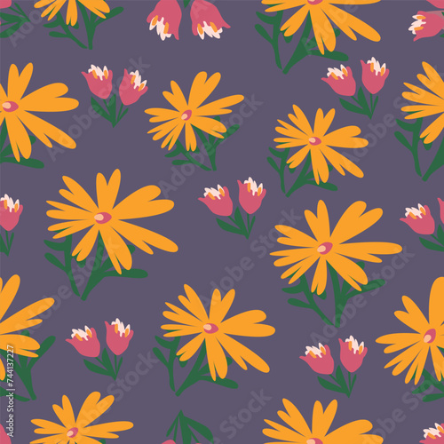 cute small flower seamless pattern on muster background