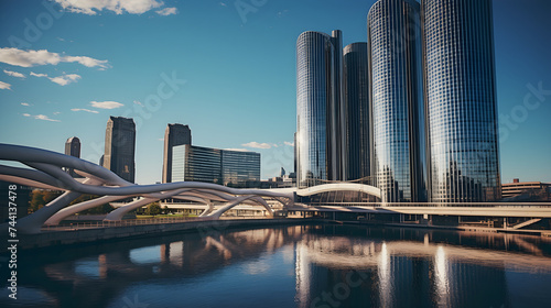 Iconic Representation of Auto Industry: General Motors (GM) Corporate Headquarters in Detroit photo