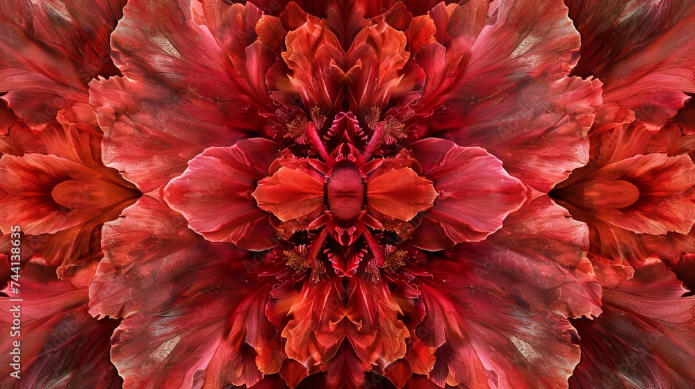Vibrant red petals burst forth from an annual plant, inviting us to appreciate the delicate beauty of nature's creations Vibrant red petals burst forth from an annual plant, inviting us to appreciate the delicate beauty of nature's creations