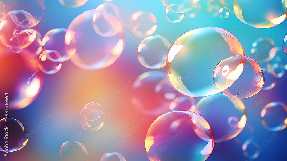 Beautiful floating soap bubbles on natural abstract multicolor background Beautiful floating soap bubbles on natural abstract multicolor background