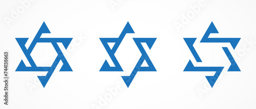 Star of David logo set. Simple Icon for hebrew, israel, jewish, judaism, god, holy, judaic, israeli, triangle, hanukkah, religion, religious, jerusalem, spirituality. Vector design graphic Element. photo
