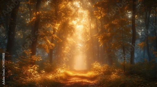 Sunny path: a magical journey through the autumn forest