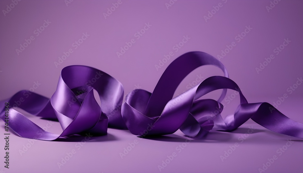 Purple silk ribbon on violet background Purple silk ribbon on violet background