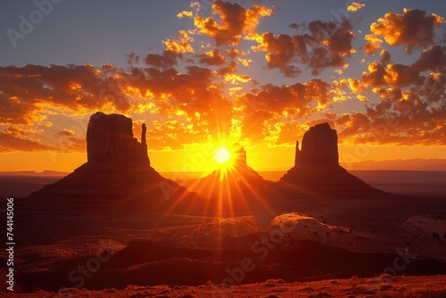 Sunset over legendary rock formations