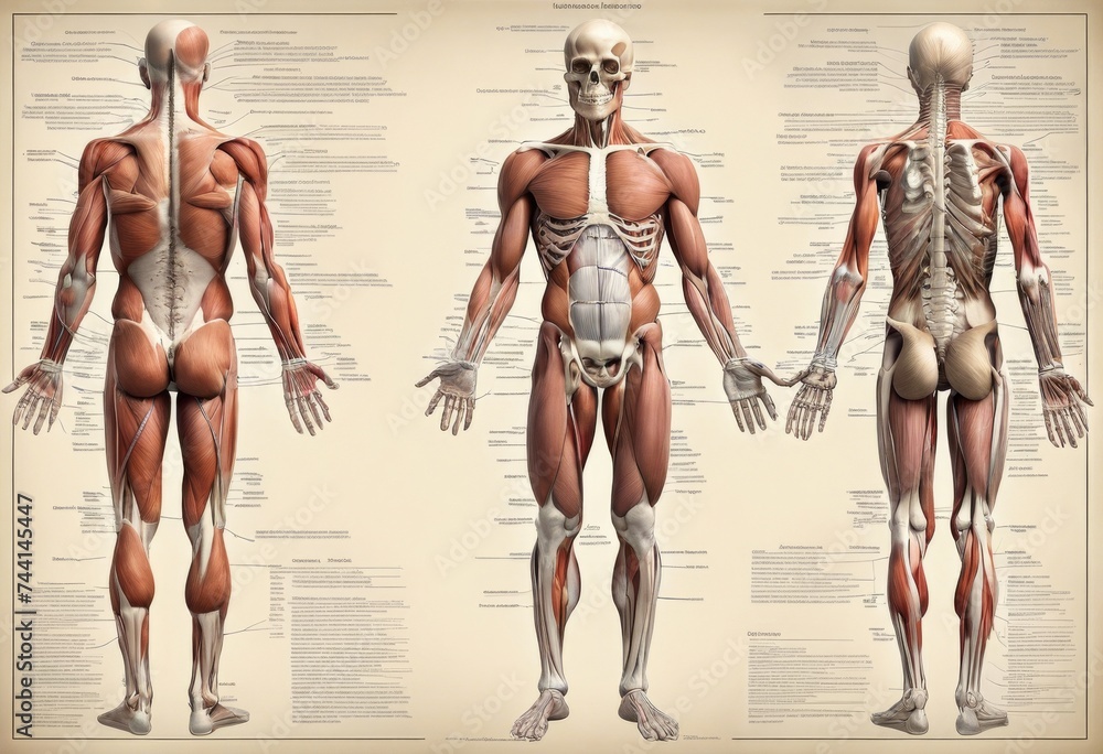 anatomy, human, body, muscle, skeletal, bone, tendon, information, illustration, biology, science, system, muscular, medicine, medical, person, physiology, health, biomedical illustration,