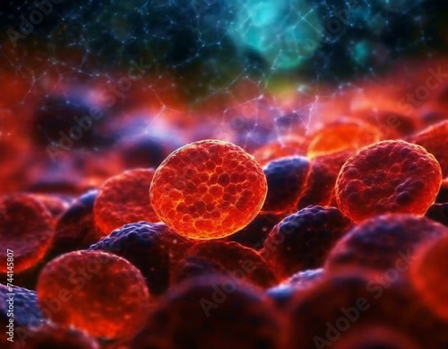 Microscopic View of Red Blood Cells: Generative AI Art