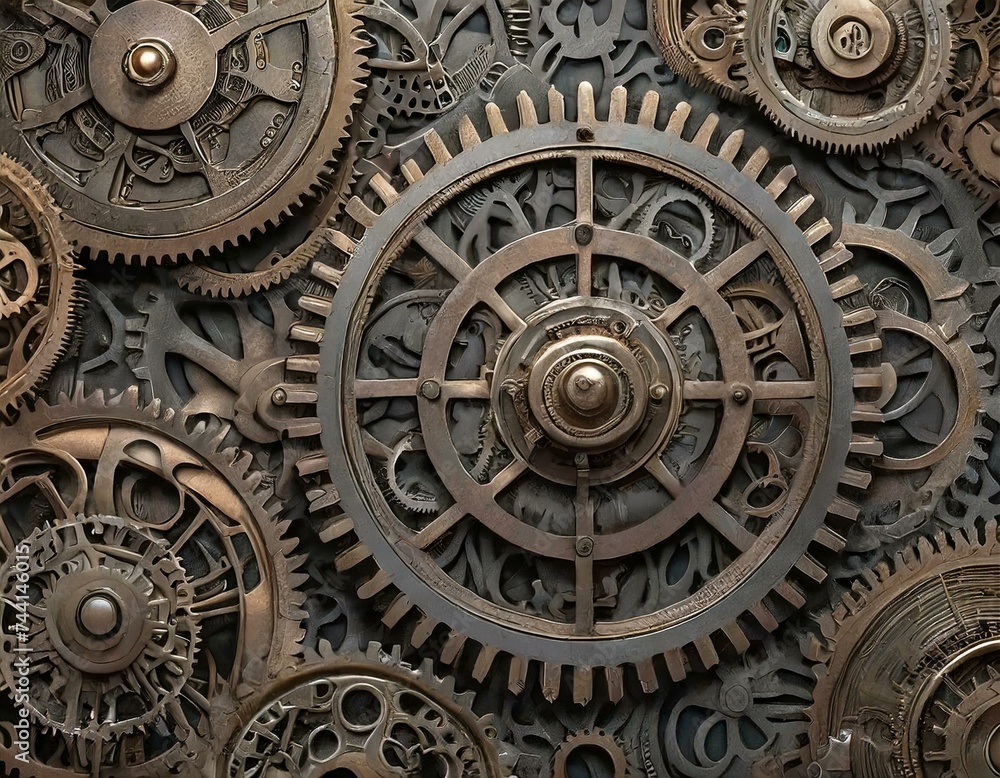 Detailed Close-Up of Mechanical Gears: Industrial Precision Crafted by Generative AI Detailed Close-Up of Mechanical Gears: Industrial Precision Crafted by Generative AI