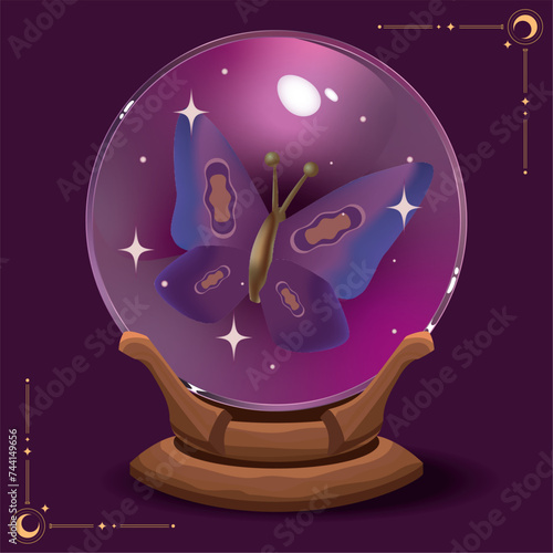 Fortune teller ball with a butterfly Vector