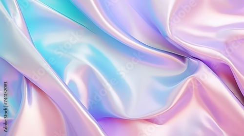 80s, 90s background. Holographic abstraction - TRENDY colorful texture in pastel colors. Very beautiful iridescent texture. Holography foil. Hologram background of wrinkled abstract foil texture