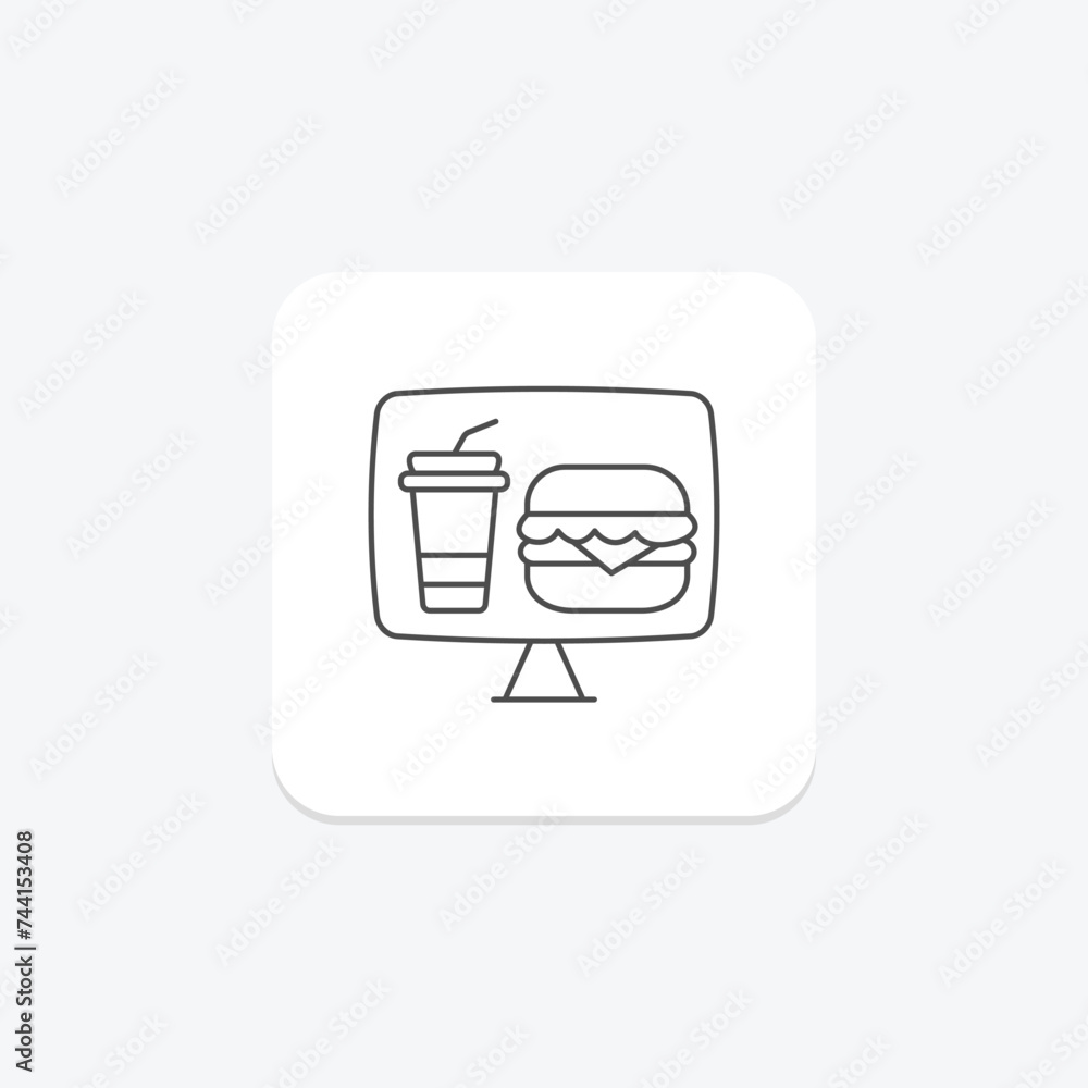 Online Ordering icon, order online, digital ordering, mobile ordering, website ordering thinline icon, editable vector icon, pixel perfect, illustrator ai file Online Ordering icon, order online, digital ordering, mobile ordering, website ordering thinline icon, editable vector icon, pixel perfect, illustrator ai file